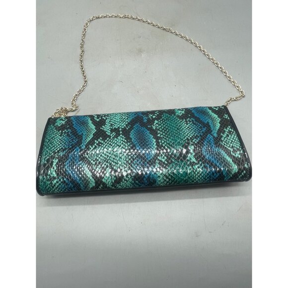 Big Budda Multicolor Faux Snakeskin Small Clutch Wallet Bag CB Chain Strap READ - Picture 4 of 7